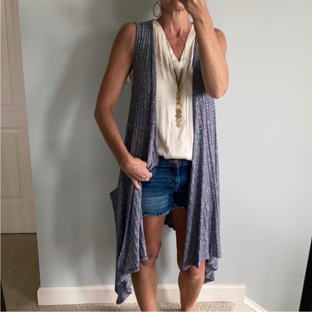 Sleeveless Open Front Cardigan